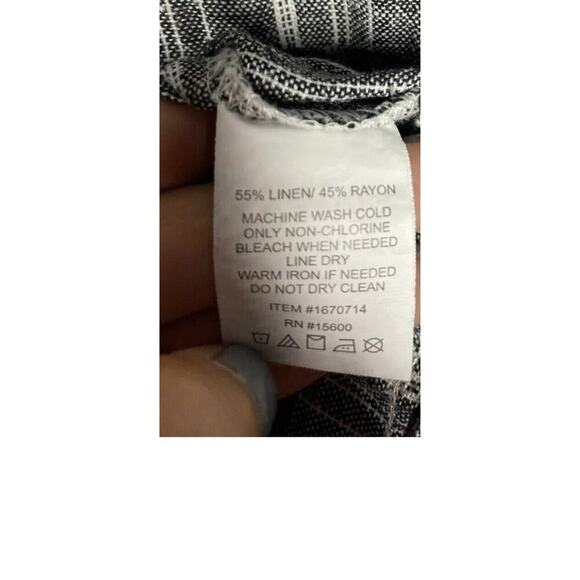 Briggs Linen Blend Tiered Dress Size 3X Striped Sleeveless Pockets Black White - Picture 5 of 5